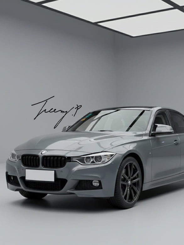 Gloss black front kidney grille for BMW 3 Series F30 (2012–2018).
