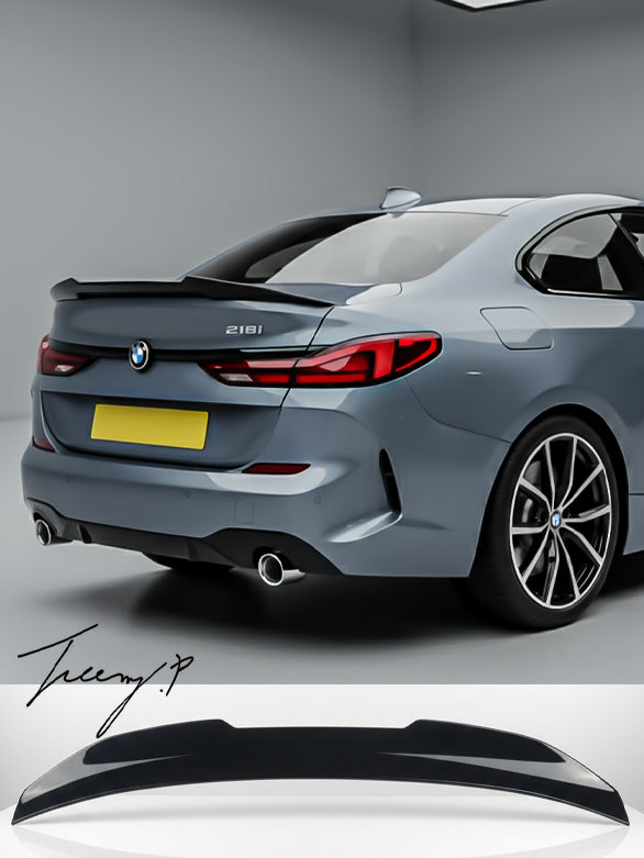 Gloss black high-kick PSM ducktail rear spoiler for BMW 2 Series F44 Gran Coupe (2021+).
