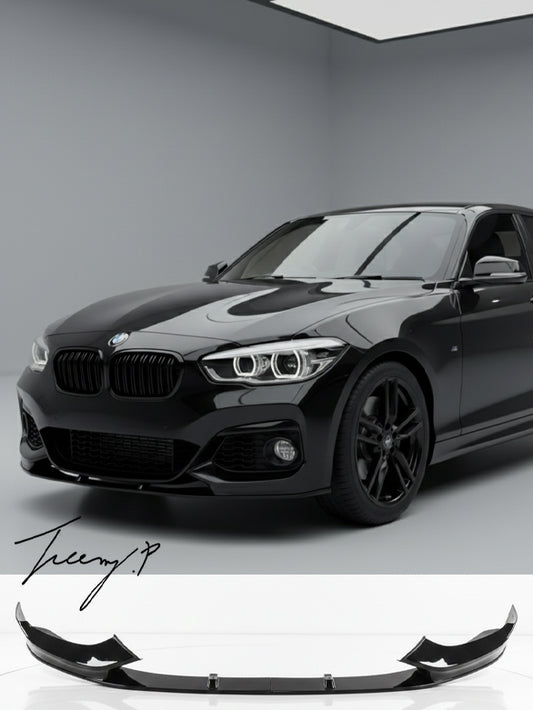 Gloss black MP-style front splitter lip for BMW 1 Series F20/F21 M Sport LCI (2015+).
