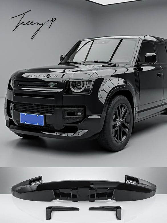 Gloss black front bottom splitter lip for Land Rover Defender 90/110 L663 (2020+).