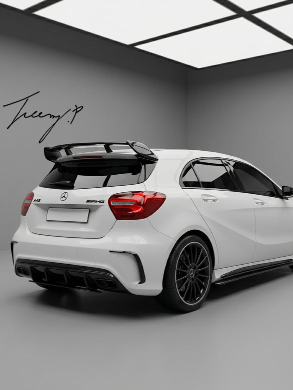 Mercedes A Class W176 A35 A45 AMG look gloss black rear roof spoiler lip 2013 to 2018
