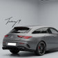 Gloss black rear roof spoiler lip for Mercedes CLA X118 Shooting Brake (2019–2022).
