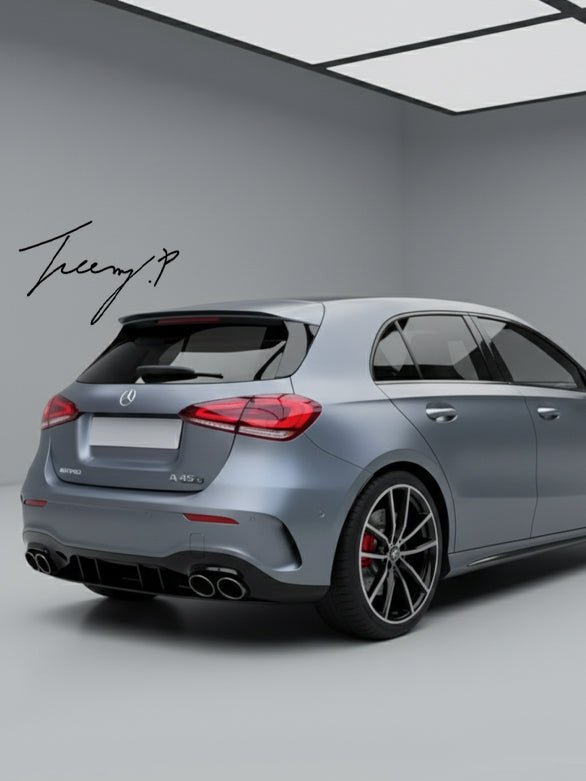 Gloss black AMG style rear roof spoiler lip for Mercedes A Class W177 A35 A45 (2018+)
