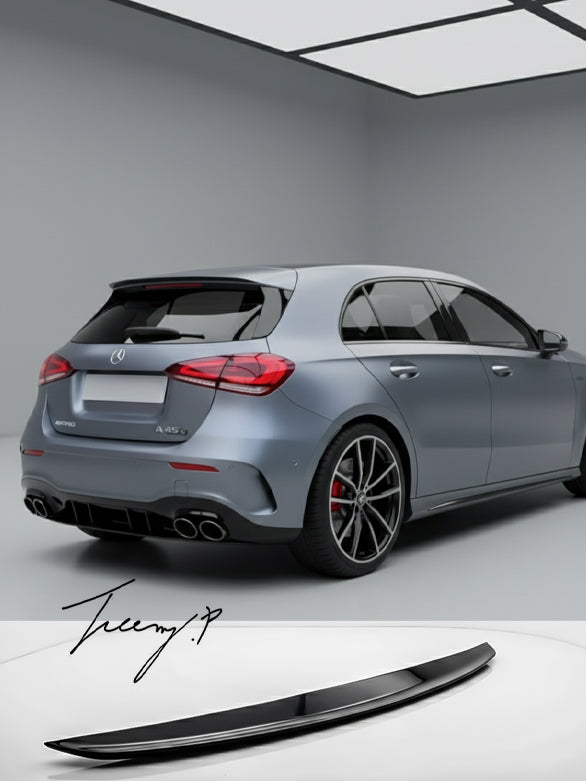 Gloss black AMG style rear roof spoiler lip for Mercedes A Class W177 A35 A45 (2018+)
