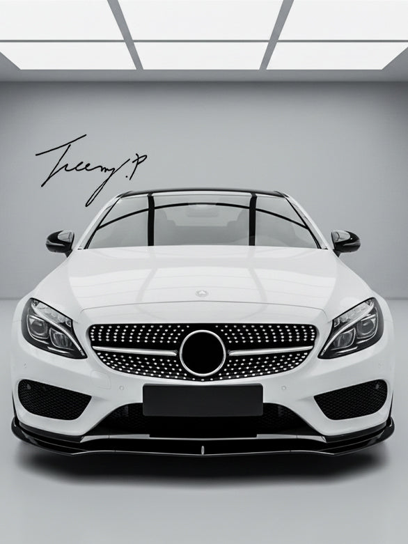 Gloss black front splitter lip for Mercedes C Class W205 C205 AMG Line C43 (2014–2021)
