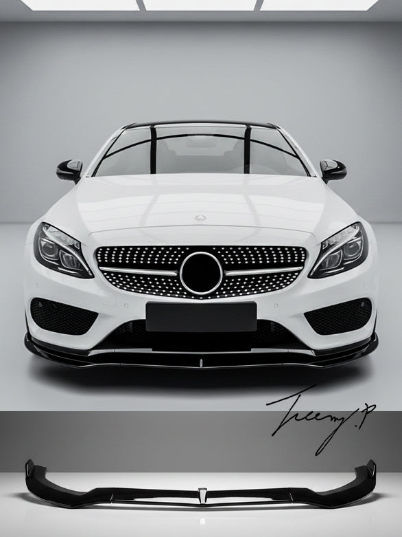 Gloss black front splitter lip for Mercedes C Class W205 C205 AMG Line C43 (2014–2021)
