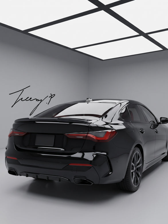 BMW 4 Series G22 M4 style gloss black rear boot spoiler lip

