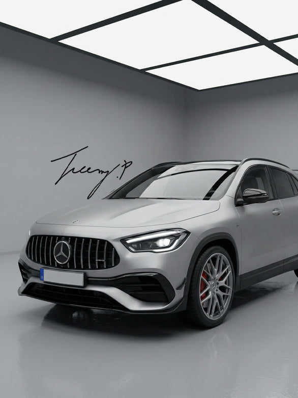Mercedes GLA H247 gloss black GT style front bumper grille sporty aggressive front styling
