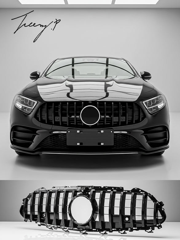 Gloss black Panamericana GT front grille upgrade for Mercedes CLS-Class W257/C257 (2018+).