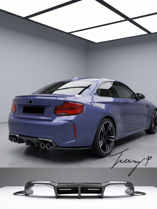 BMW M2 F87 coupe carbon look rear diffuser spoiler
