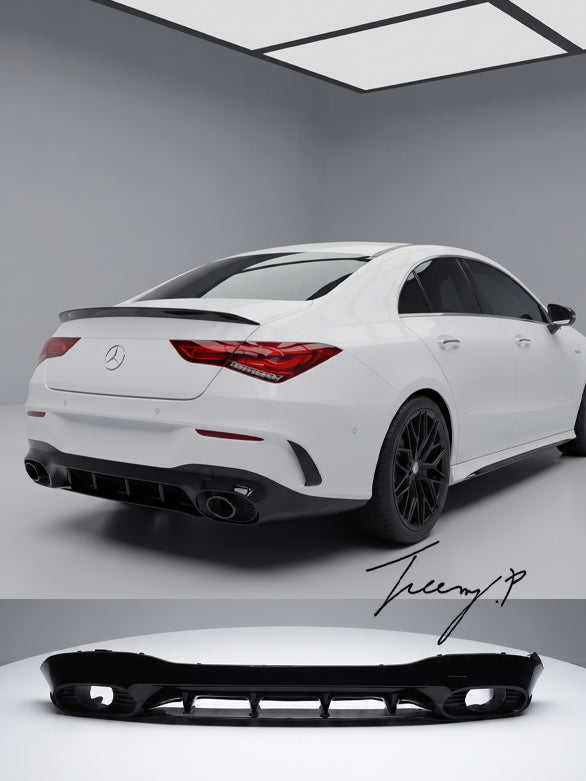 Mercedes-Benz CLA C118 2019-2026 rear gloss black CLA35 style diffuser