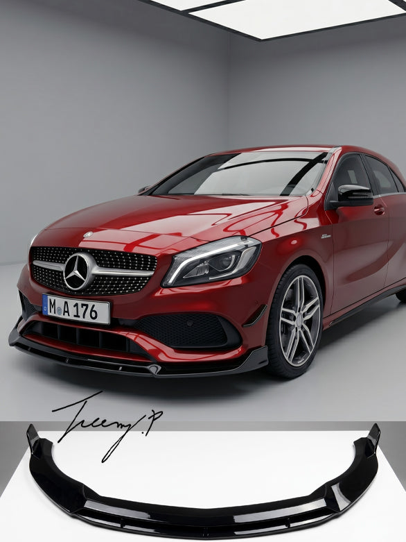 Mercedes A Class W176 AMG Line gloss black front splitter spoiler 2015 to 2018

