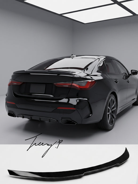 BMW 4 Series G22 M4 style gloss black rear boot spoiler lip
