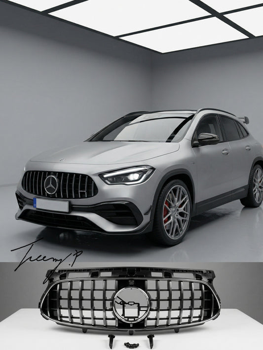 Mercedes GLA H247 gloss black GT style front bumper grille sporty aggressive front styling
