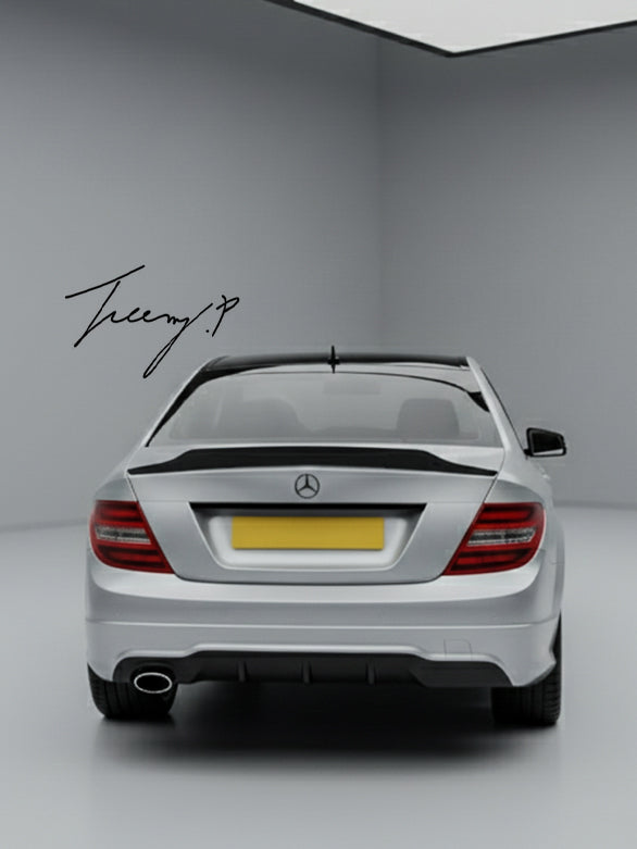 Gloss black coupe R style rear boot spoiler for Mercedes C Class W204 (2007–2014)

