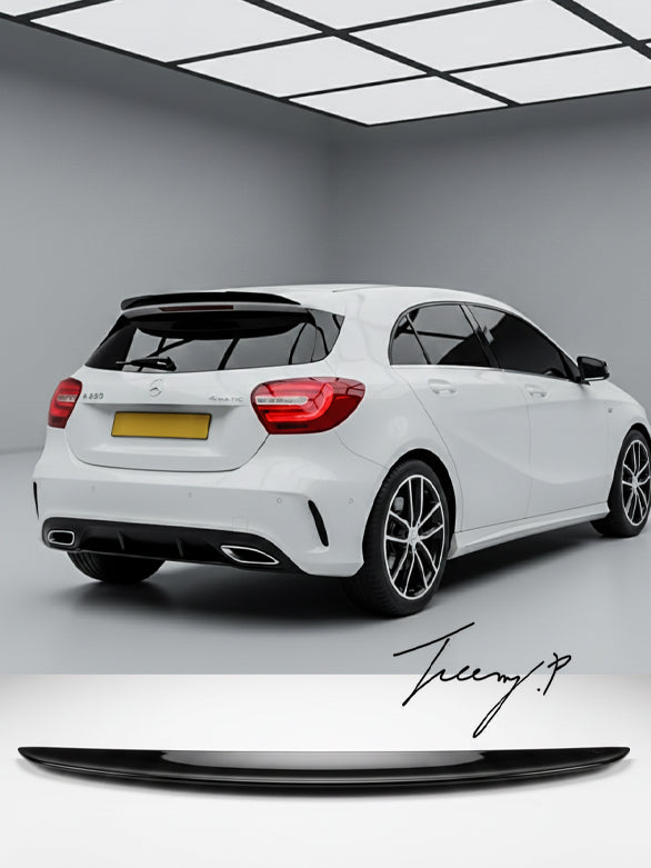 Gloss black AMG style rear roof spoiler lip for Mercedes A Class W176 A35 A45 (2012–2018)
