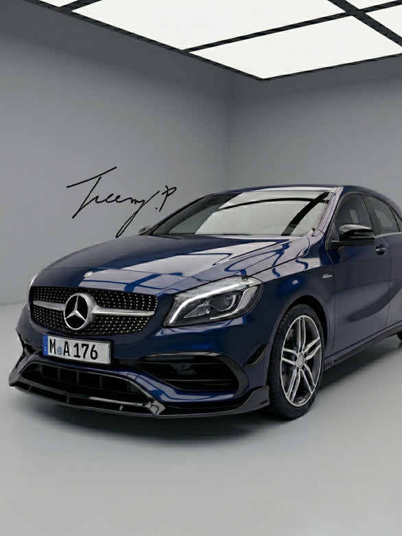 Mercedes A Class W176 AMG Line A45 glossy black front lip splitter 2015 to 2018
