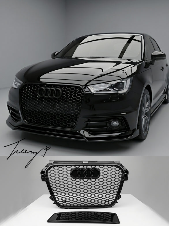 Audi S1 (2015-2018) RS1 Style Honeycomb Mesh Front Grille - Gloss Black Upgrade