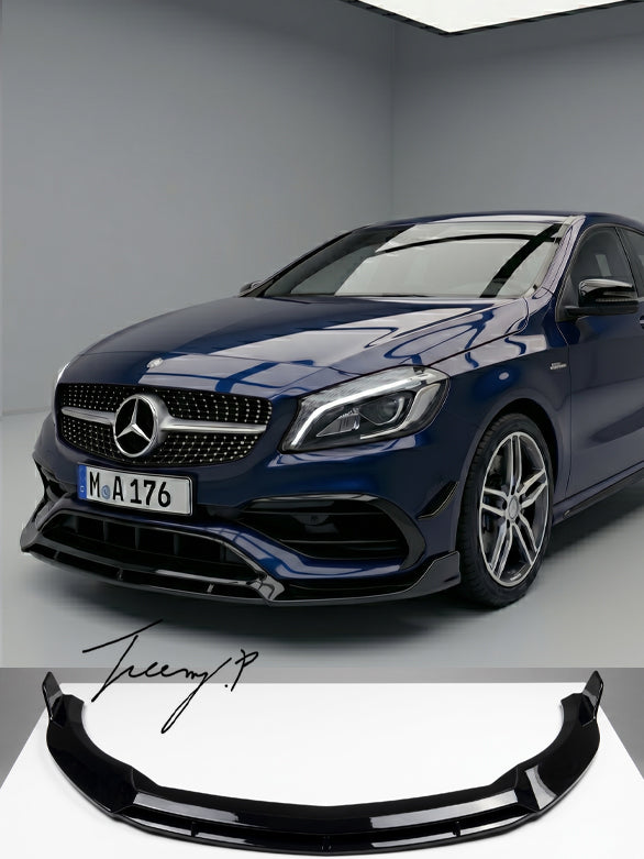 Mercedes A Class W176 AMG Line A45 glossy black front lip splitter 2015 to 2018
