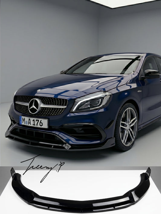Mercedes A Class W176 AMG Line A45 glossy black front lip splitter 2015 to 2018
