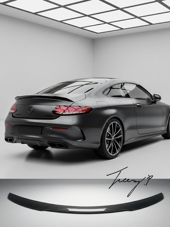 Rear carbon look boot FD spoiler lip for Mercedes C Class Coupe W205 C205 (2015–2021)
