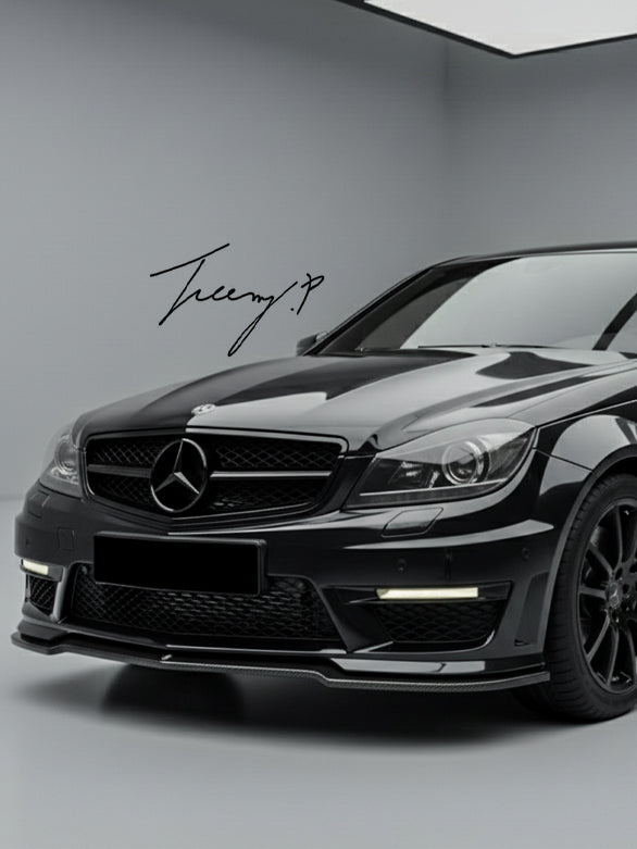 MERCEDES-BENZ C63 AMG W204 2011 – 2014 FACELIFT GLOSS BLACK FRONT SPLITTER SPOILER LIP