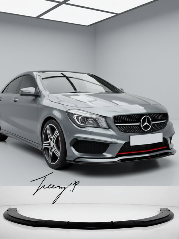 MERCEDES CLA CLASS W117 CLA45 AMG LINE 2013 - 2015 GLOSS BLACK FRONT SPLITTER LIP