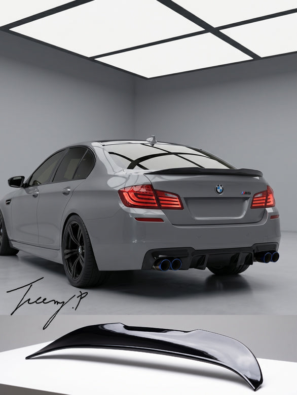 Gloss black PSM style rear boot lip spoiler for BMW 5 Series F10 2010 to 2016
