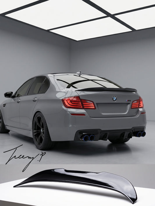 Gloss black PSM style rear boot lip spoiler for BMW 5 Series F10 2010 to 2016
