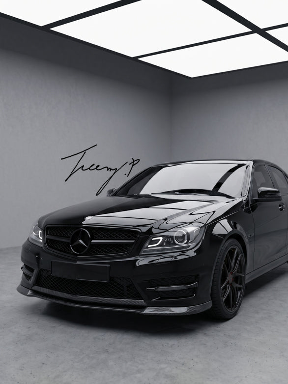 Mercedes C Class W204 AMG style gloss black front grille 2008 to 2014

