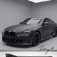 M Performance-style real carbon fiber side skirt extensions installed on a 2021–2026 BMW M4 G82 Coupe / G83 Convertible