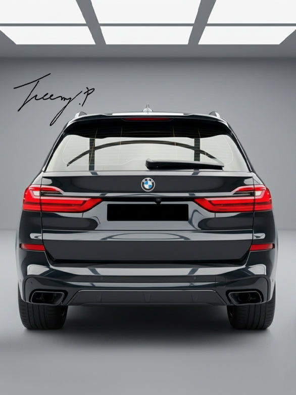 Gloss black rear roof spoiler boot wing lip for BMW X7 G07 M60 2018–2025
