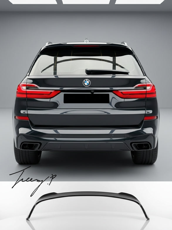 Gloss black rear roof spoiler boot wing lip for BMW X7 G07 M60 2018–2025
