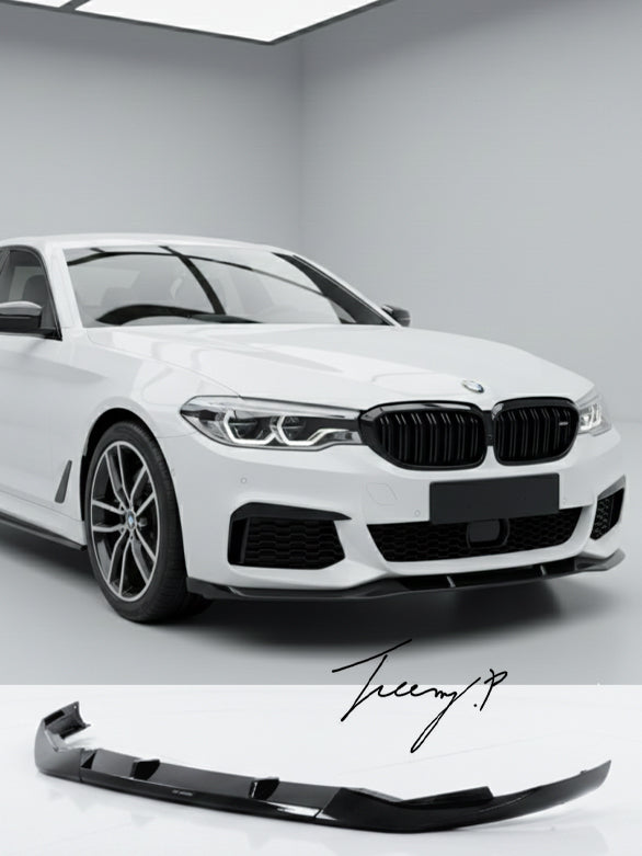 Gloss black front splitter spoiler lip for BMW 5 Series G30 G31 LCI M Sport 2020 onwards
