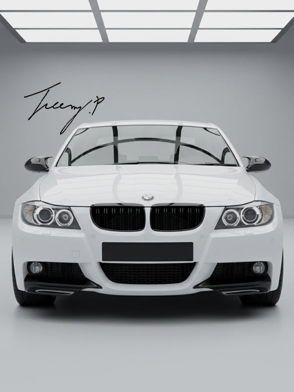 Gloss black front corner splitters for BMW 3 Series E90 E91 pre LCI M Sport 2004–2008
