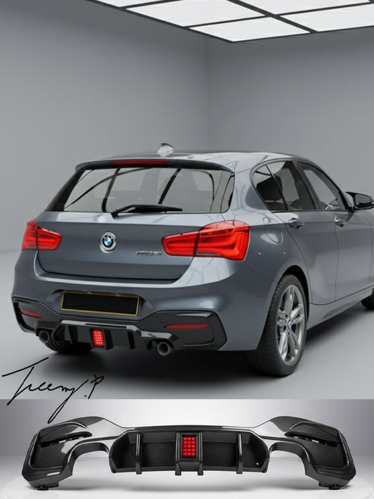 Carbon fibre rear diffuser lip valance bumper for BMW 1 Series F20 F21 LCI 2015–2019
