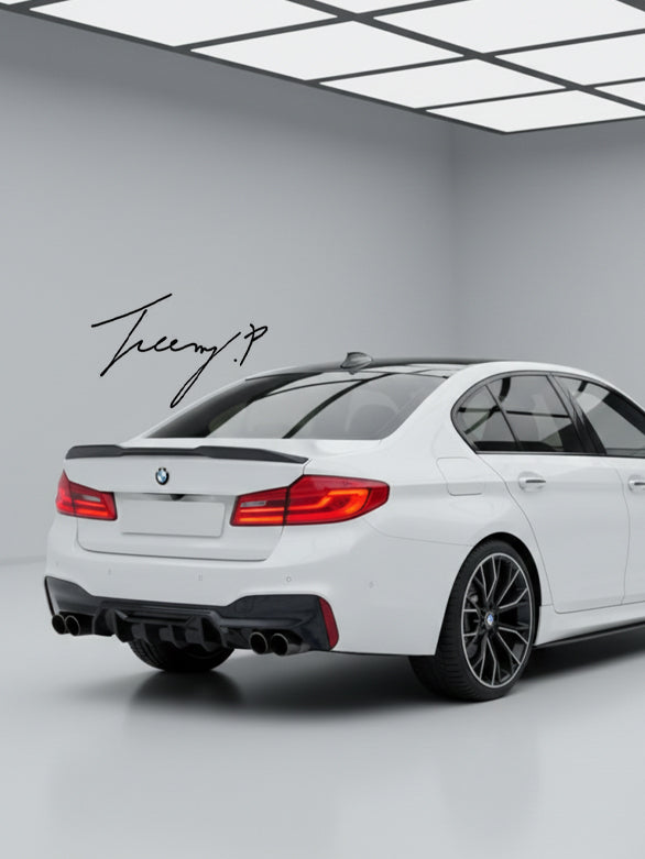 Gloss black rear valance diffuser quad exit for BMW 5 Series G30 M Sport 2018–2020
