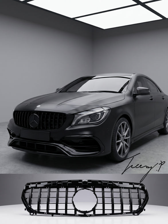 Mercedes Benz CLA W117 C117 Panamericana GT style black front grille 2013 to 2018
