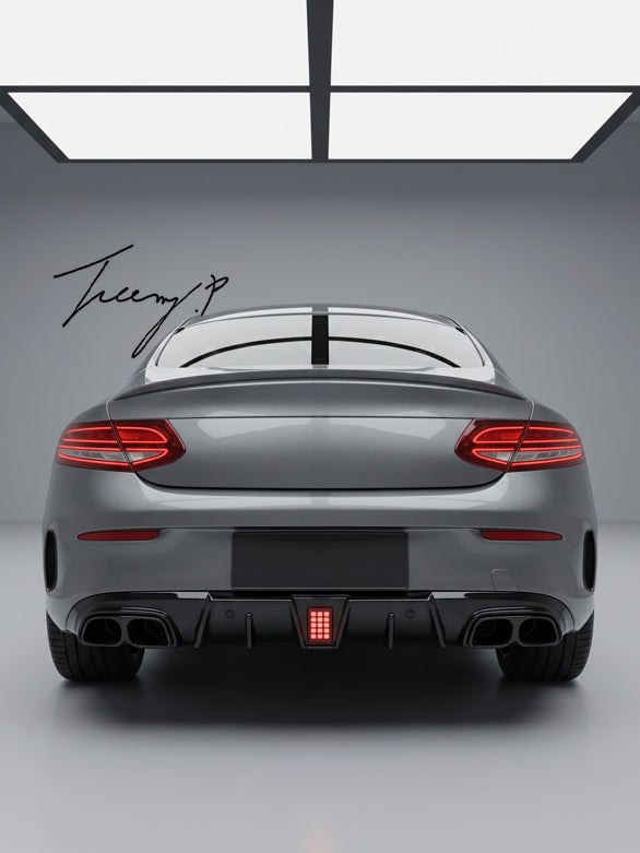 Mercedes C Class W205 C63 Coupe AMG Line rear F1 style diffuser gloss black sporty design
