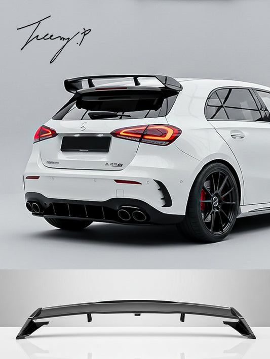 Gloss black AMG-style rear boot roof spoiler for Mercedes A-Class W177 A45/A35 (2018+).