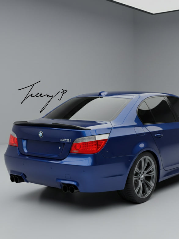 Gloss black rear high kick ducktail PSM boot spoiler for BMW 5 Series M5 E60 2003 to 2010
