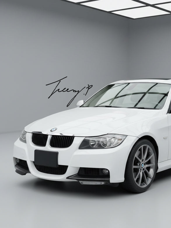Carbon look front corner splitters M Sport style for BMW 3 Series E90 E91 pre LCI 2004 to 2008
