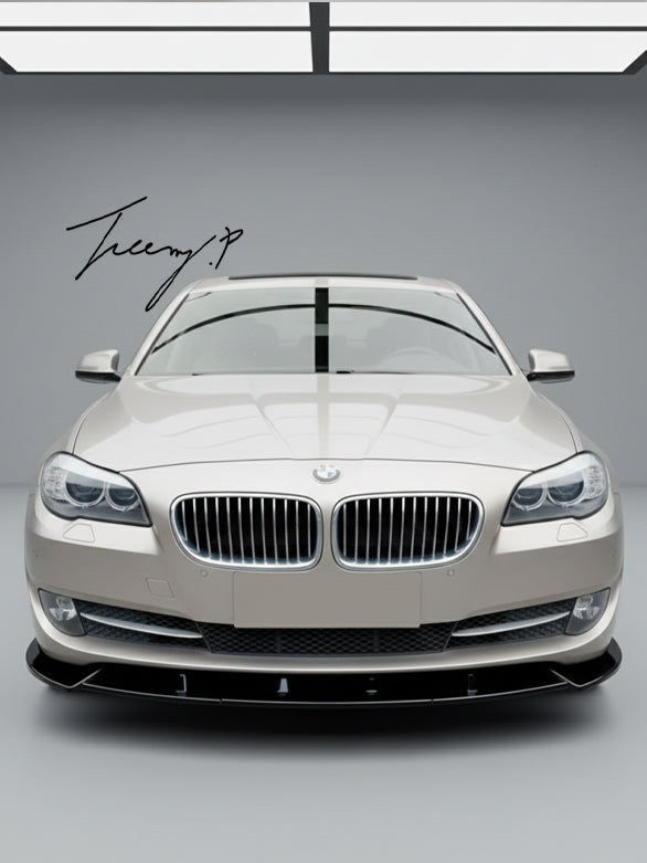 Gloss black front splitter spoiler lip for BMW 5 Series F10 F11 non M Sport 2010 to 2014
