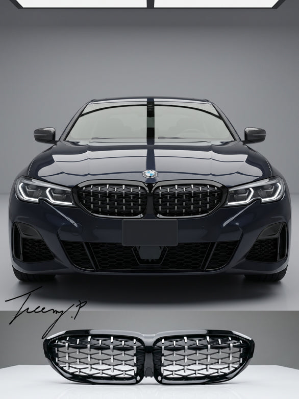 Diamond style black front kidney grille upgrade for BMW G20 and G21 models