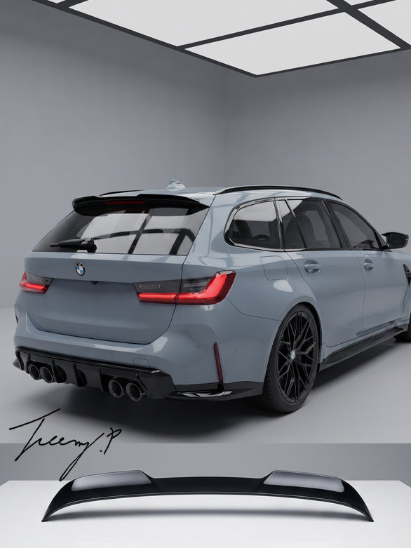 BMW 3 Series G21 Touring 2019-2025 rear gloss black roof spoiler extension