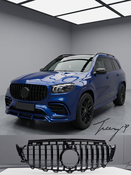 Mercedes GLS W167 X167 AMG Panamericana GTR style gloss black front grille sporty luxury upgrade

