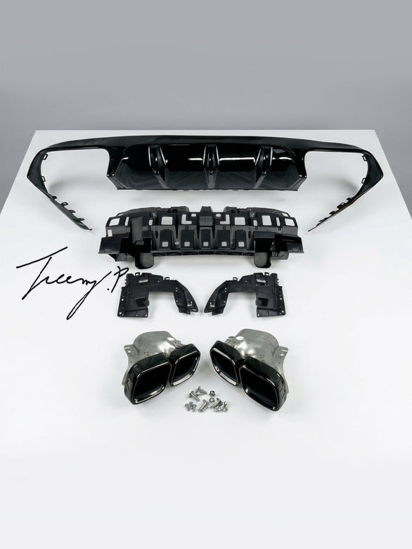 E63 style rear diffuser and tips for Mercedes E Class C238 A238 2017 to 2023
