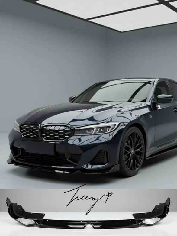 Gloss black front splitter spoiler lip for BMW 3 Series G20 G21 M Sport Kit 2022 onwards
