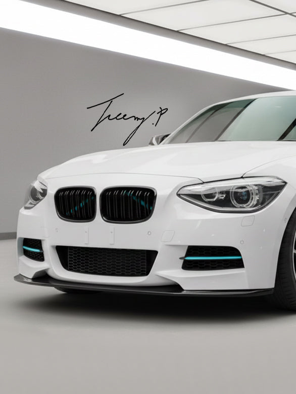 Carbon look splitter lip for BMW 1 Series F20 F21 pre LCI M Performance 2011 to 2015
