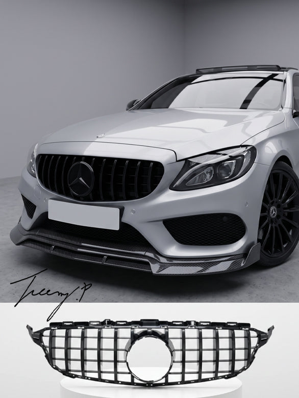 Mercedes C-Class W205 C205 gloss black AMG GT style front grille
